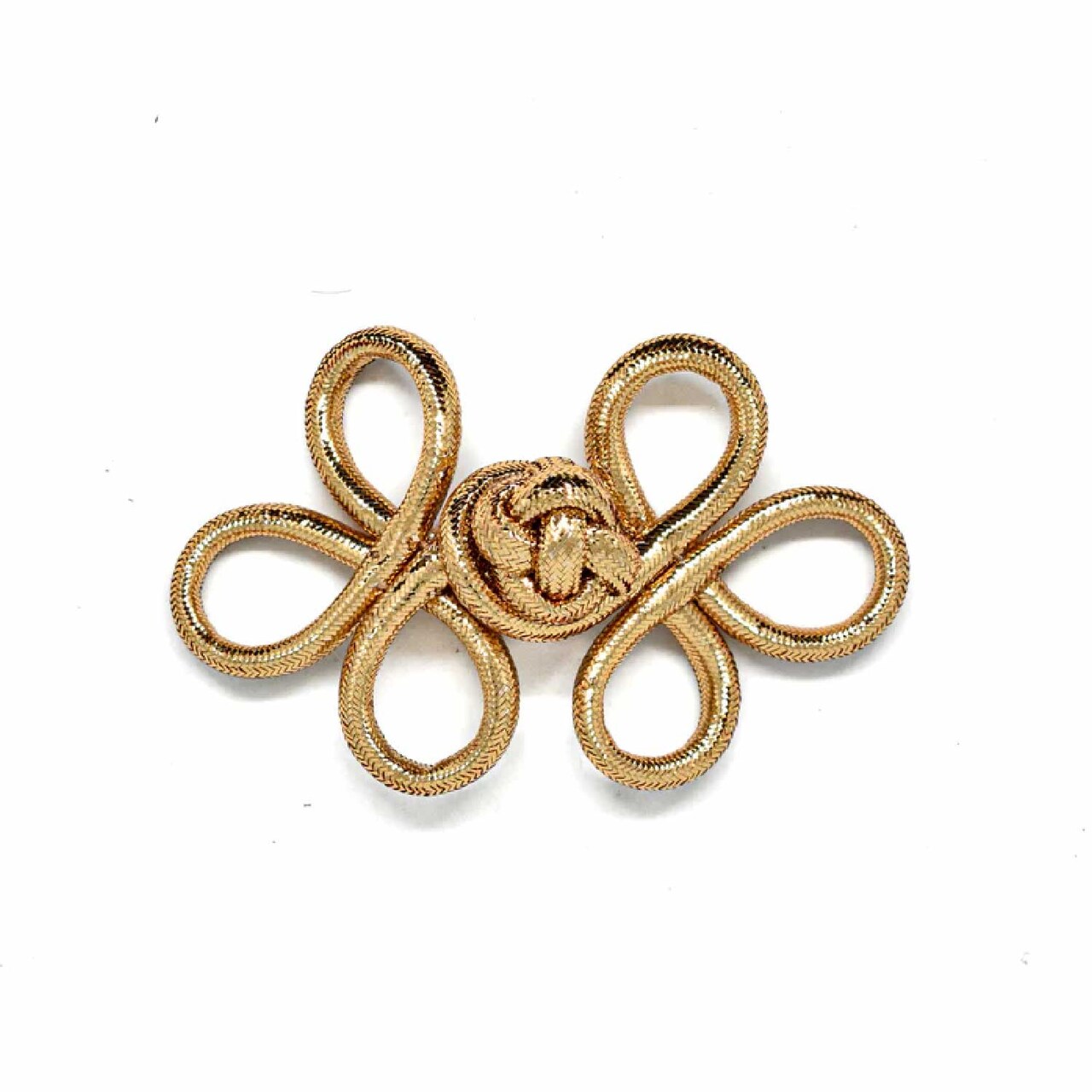 Flower Loop Button Metallic Gold For Clothing Bags DIY Crafts 4 Inch X 2 Inch